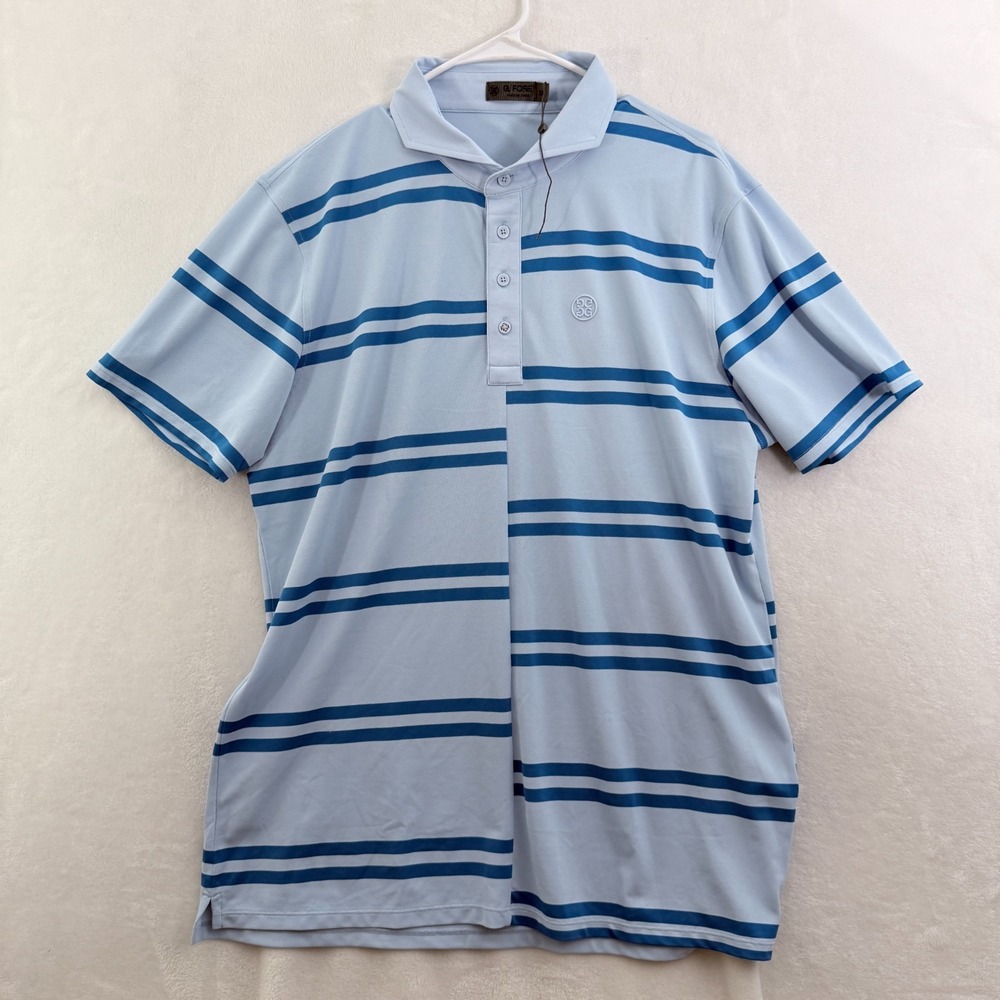 G/FORE Polo Shirt Mens XL Blue Stripe Golf Performance Sports